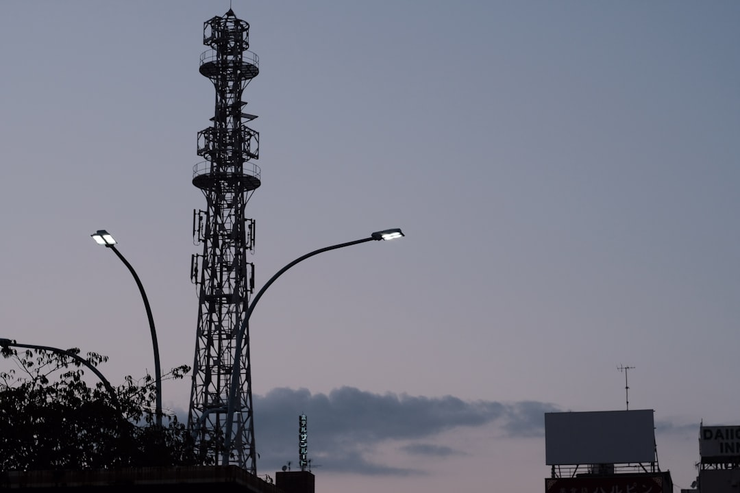 a very tall tower with a lot of lights on top of it