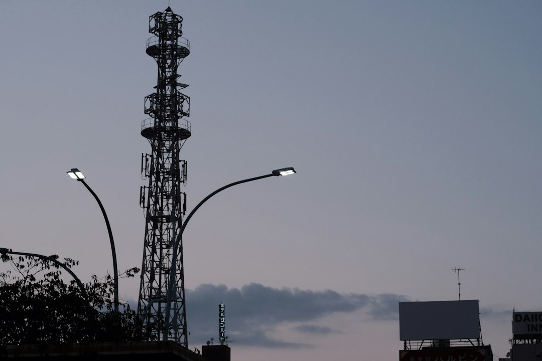 a very tall tower with a lot of lights on top of it